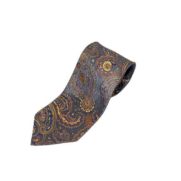 Men's Paisley Pattern Necktie by Cathayana | Gray/Gold - Picture 1 of 1